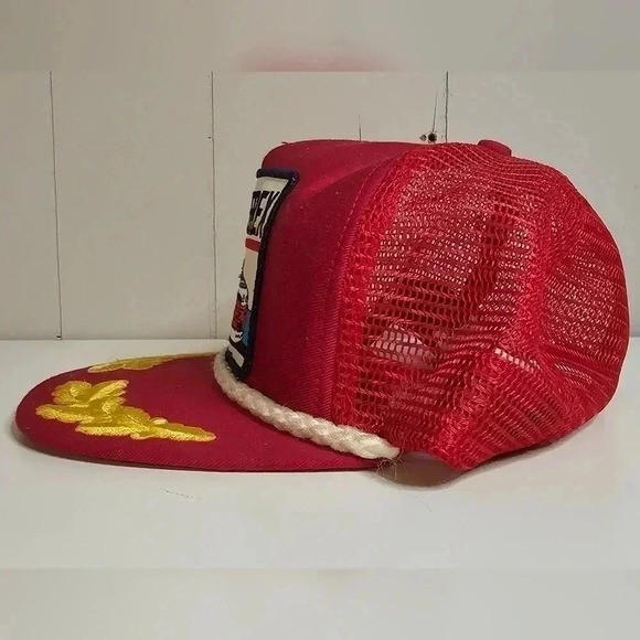 Vintage Nascar Alan Kulwicki Red Snap Back Gold Wings White Rope - Picture 4 of 8